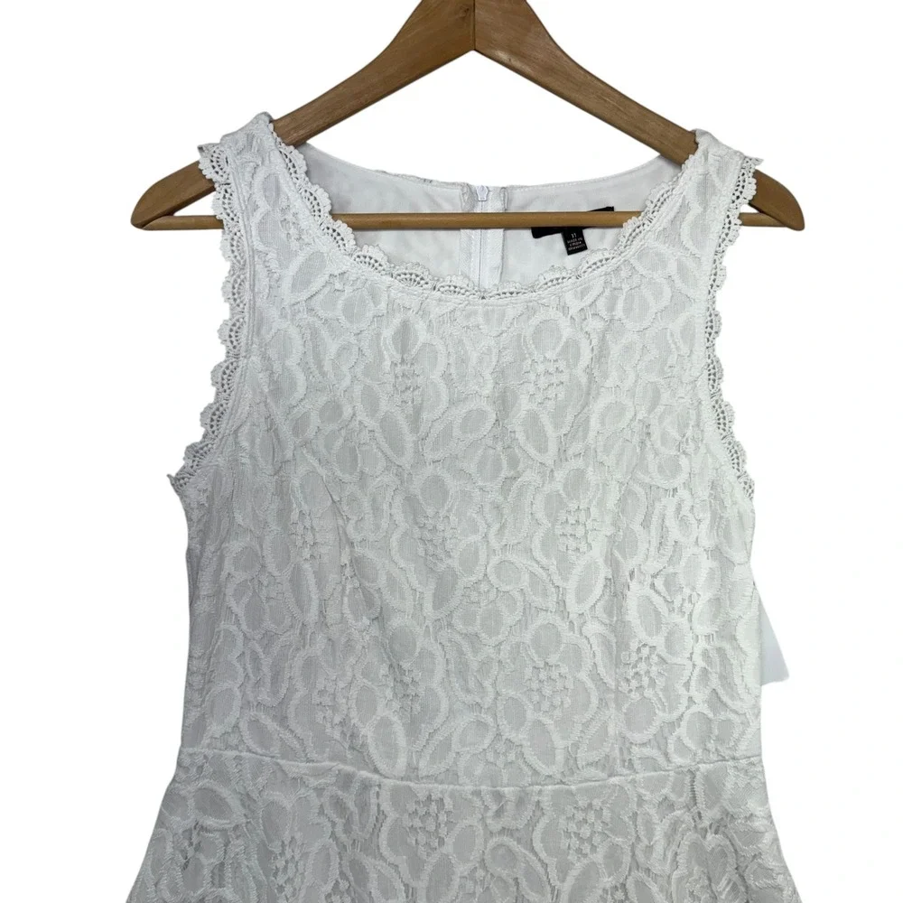 City Studio White Lace Fit Flare Dress Sleeveless Scalloped Neckline Size‎ 11